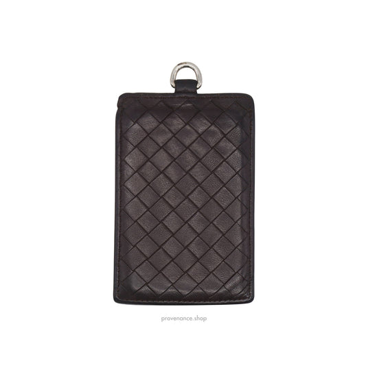 🔴 Bottega Veneta ID Card Holder Wallet - Chocolate Intrecciato Leather