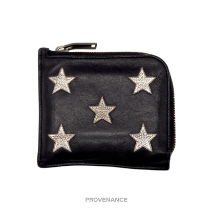 🔴 Saint Laurent Paris SLP Stars Zip Wallet - Black/Silver