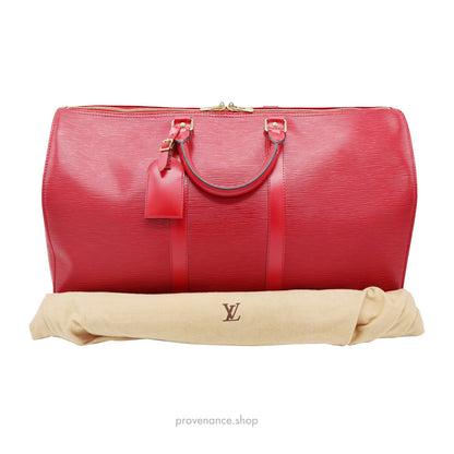 🔴 Keepall 50 Bag - Red Epi Leather