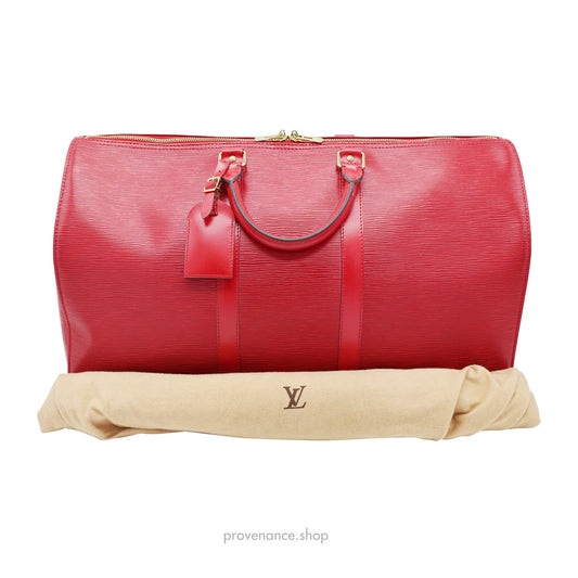 🔴 Keepall 50 Bag - Red Epi Leather