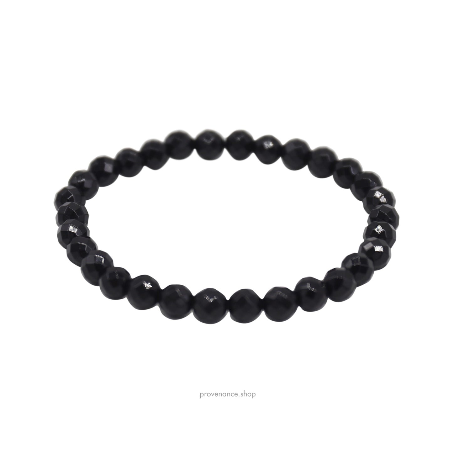 🔴 Bracelet - Faceted Black Onyx 6mm.