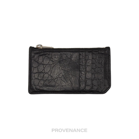 🔴 Saint Laurent Paris SLP Fragment Card Wallet - Black Croc