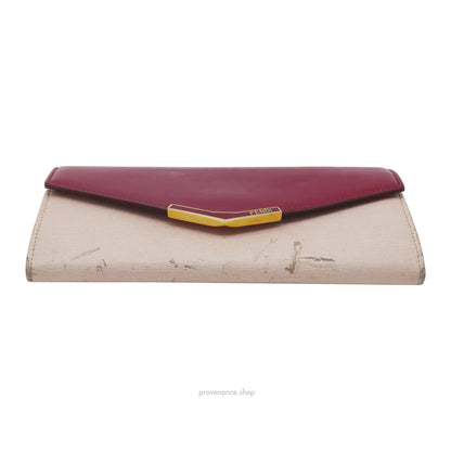 🔴 Fendi Long Wallet - Fuchsia Pink Leather