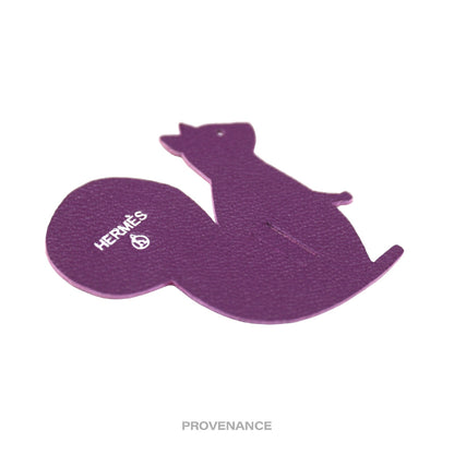 🔴 Hermes Petit h Squirrel Charm - Purple Pebbled Leather