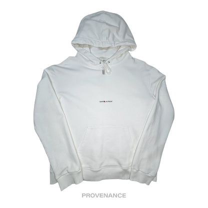 🔴  Saint Laurent Paris SLP Logo Hoodie - White