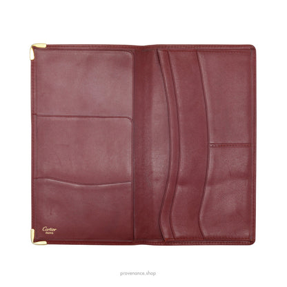 🔴 Cartier Long Wallet - Burgundy Calfskin Leather