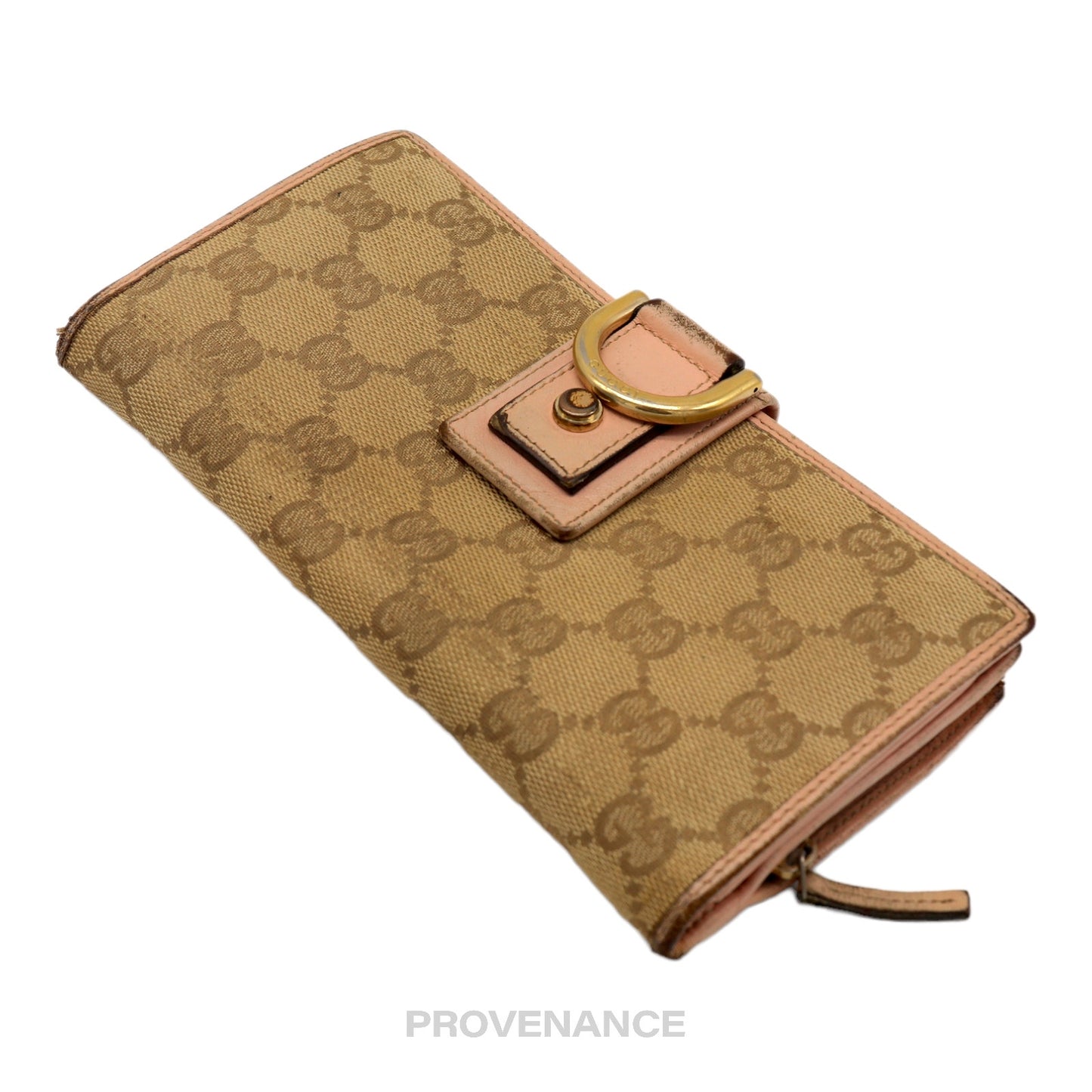 🔴 Gucci Long Wallet - GG Canvas Powder Pink