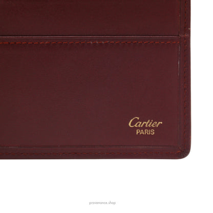 🔴 Cartier Bifold Wallet - Burgundy Calfskin Leather