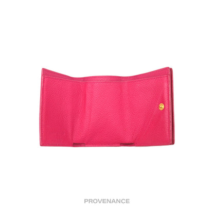 🔴 Saint Laurent Paris SLP Trifold Wallet - Pink Leather