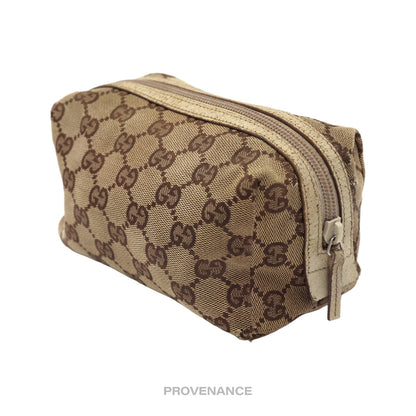 🔴 Gucci GG Canvas Zip Pouch - Brown  Ivory