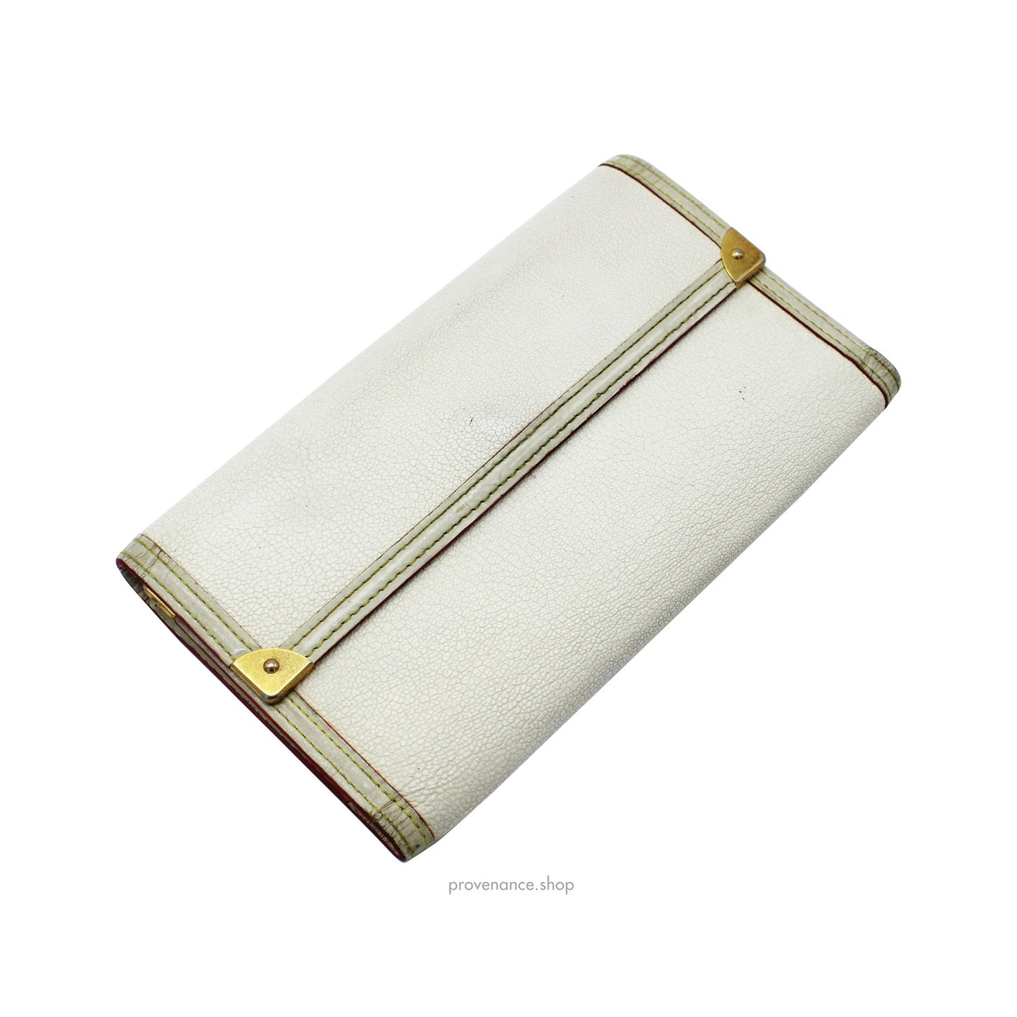 🔴 Louis Vuitton International Wallet - White Suhali Leather