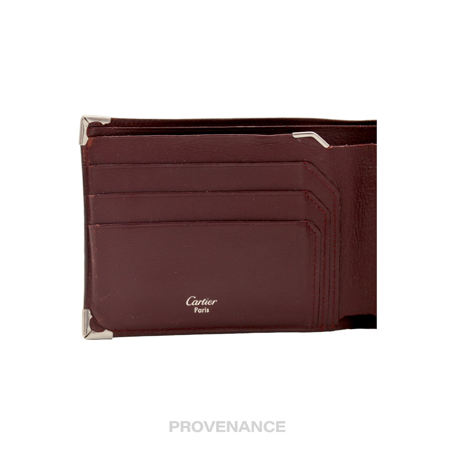 🔴 Cartier Bifold Wallet - Black & Bordeaux Calfskin