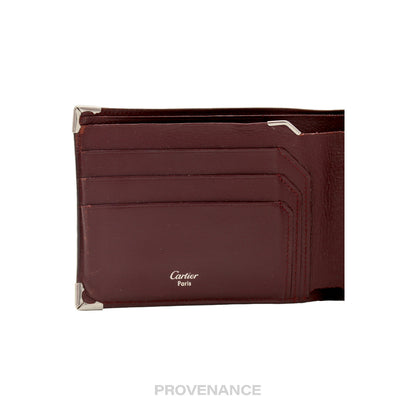 🔴 Cartier Bifold Wallet - Black & Bordeaux Calfskin