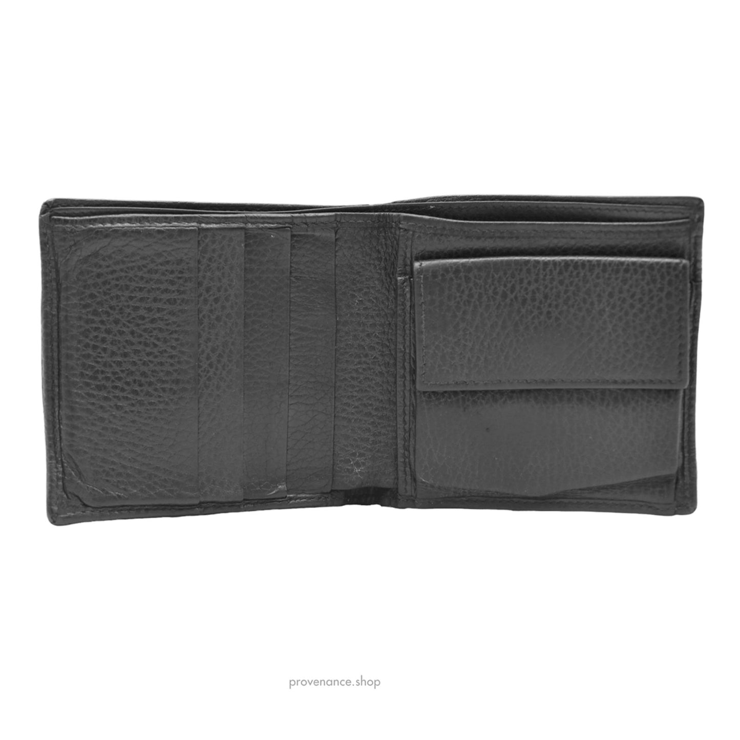 🔴 Gucci Bifold Wallet - Black GG Canvas with Leather Trim