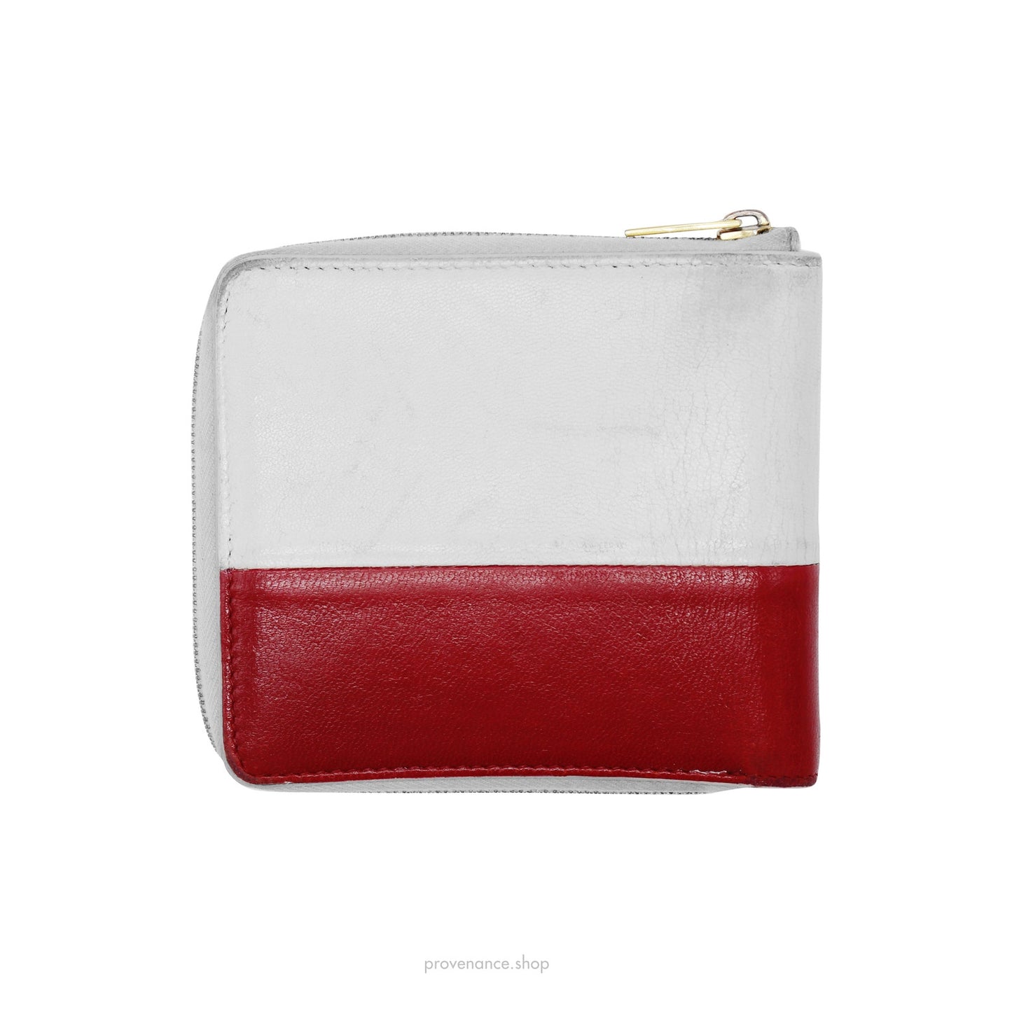 🔴 Celine Compact Zip Wallet - White/Red