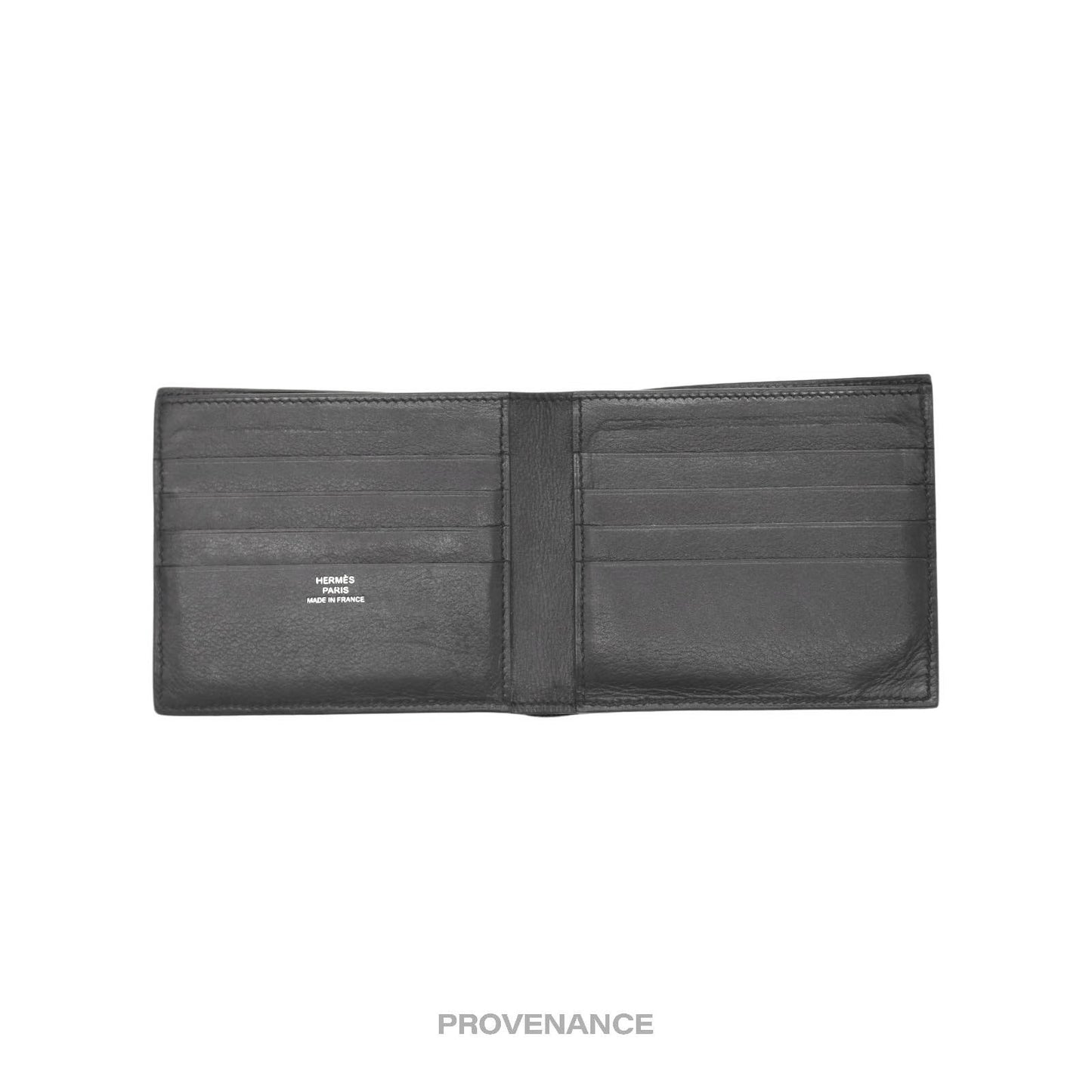 🔴 Hermès 8CC Bifold Wallet - Black Perforated H