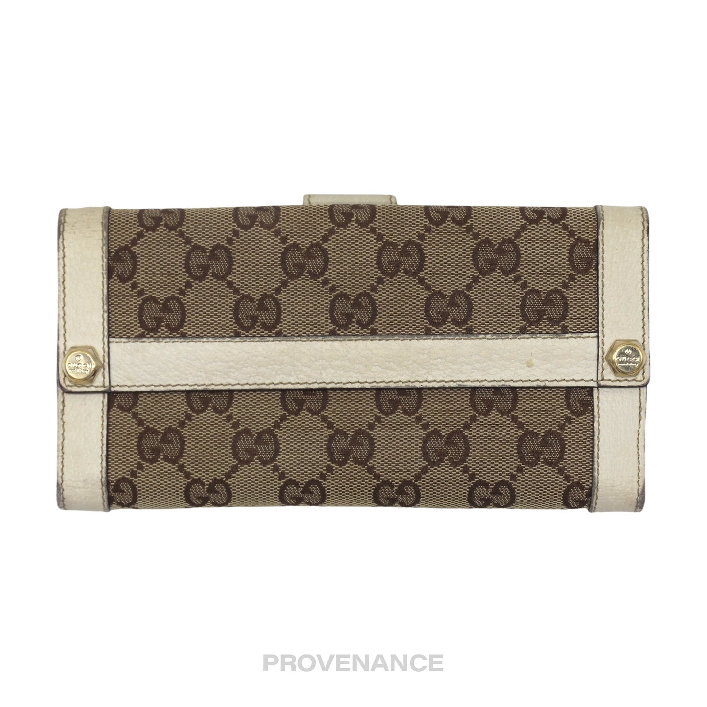 🔴 Gucci GG Canvas Long Wallet - White