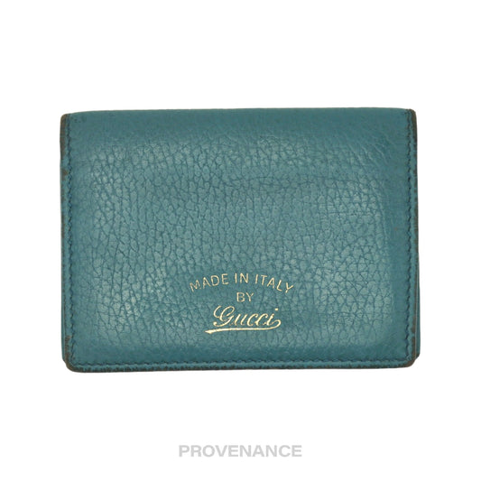 🔴 Gucci Pocket Organizer Wallet - Turquoise Tumbled Leather