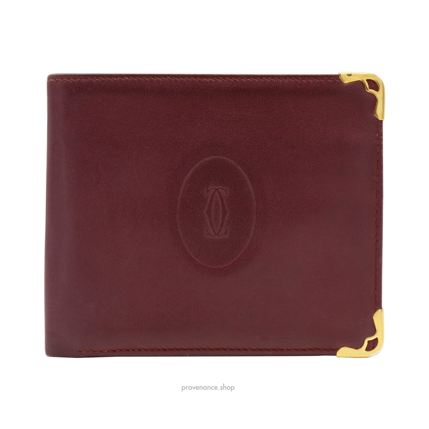 🔴 Cartier Bifold Wallet - Burgundy Calfskin Leather