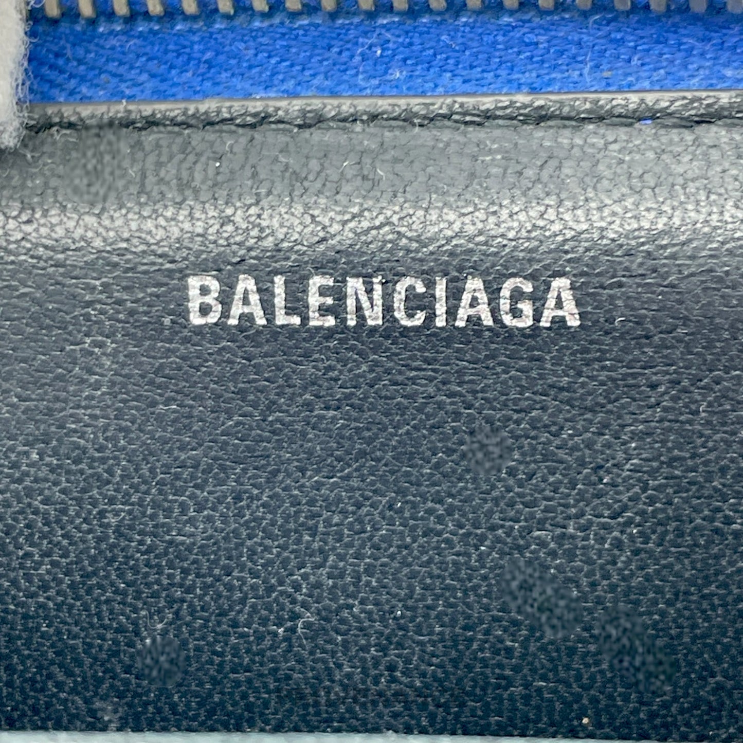 🔴 Balenciaga Logo Zip Card Wallet - Blue Leather