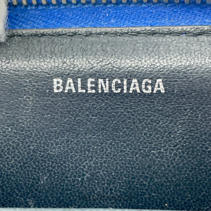 🔴 Balenciaga Logo Zip Card Wallet - Blue Leather