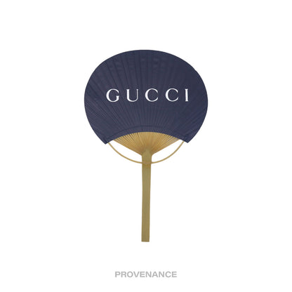 🔴 Gucci Logo Bamboo Hand Fan - Navy