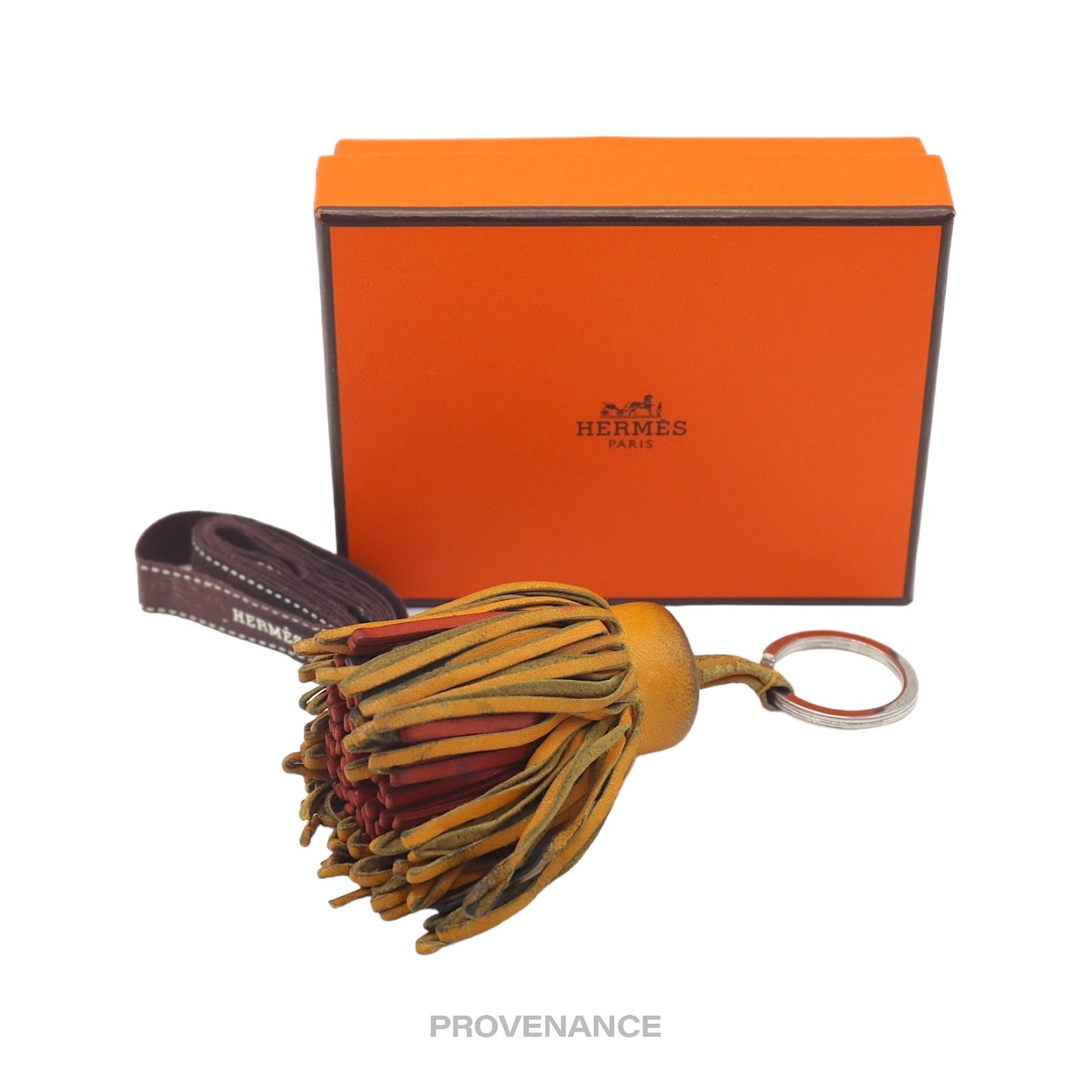 🔴 Hermes Milo Carmen Keychain - Orange/Red Leather