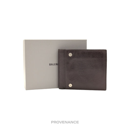🔴 Balenciaga Screw Stud Bifold Wallet - Chocolate Leather