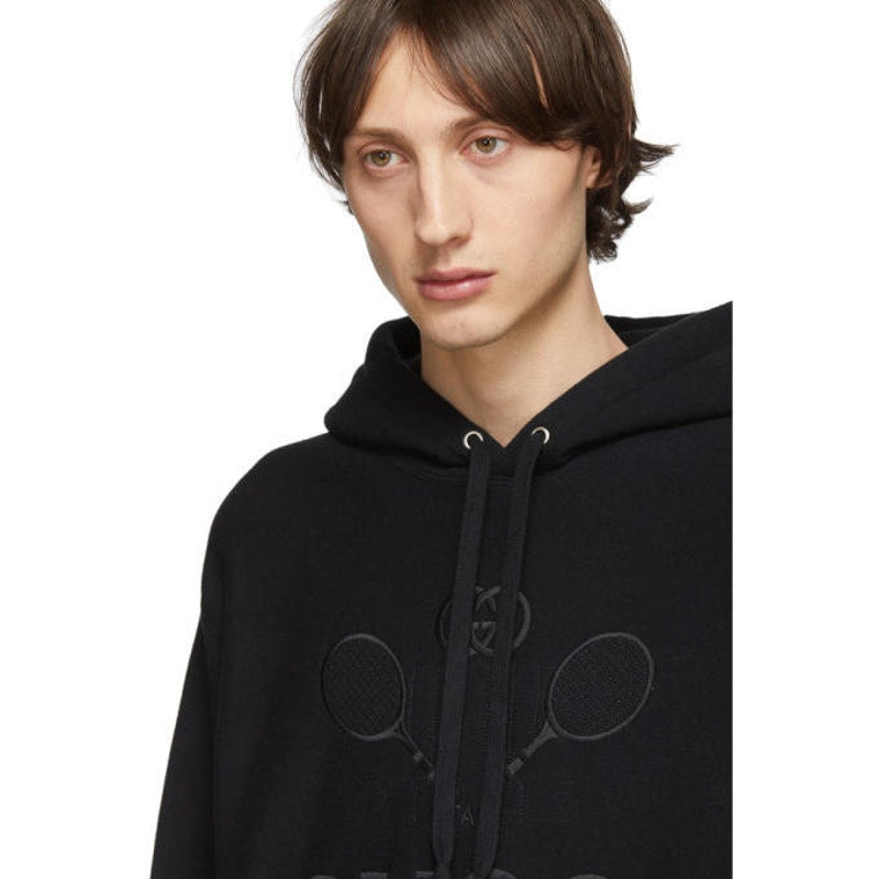 🔴 Gucci Tennis Hoodie - Black French Terry  L