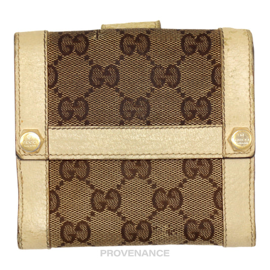 🔴 Gucci Trifold Wallet - GG Canvas White