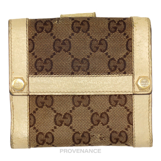 🔴 Gucci Trifold Wallet - GG Canvas White