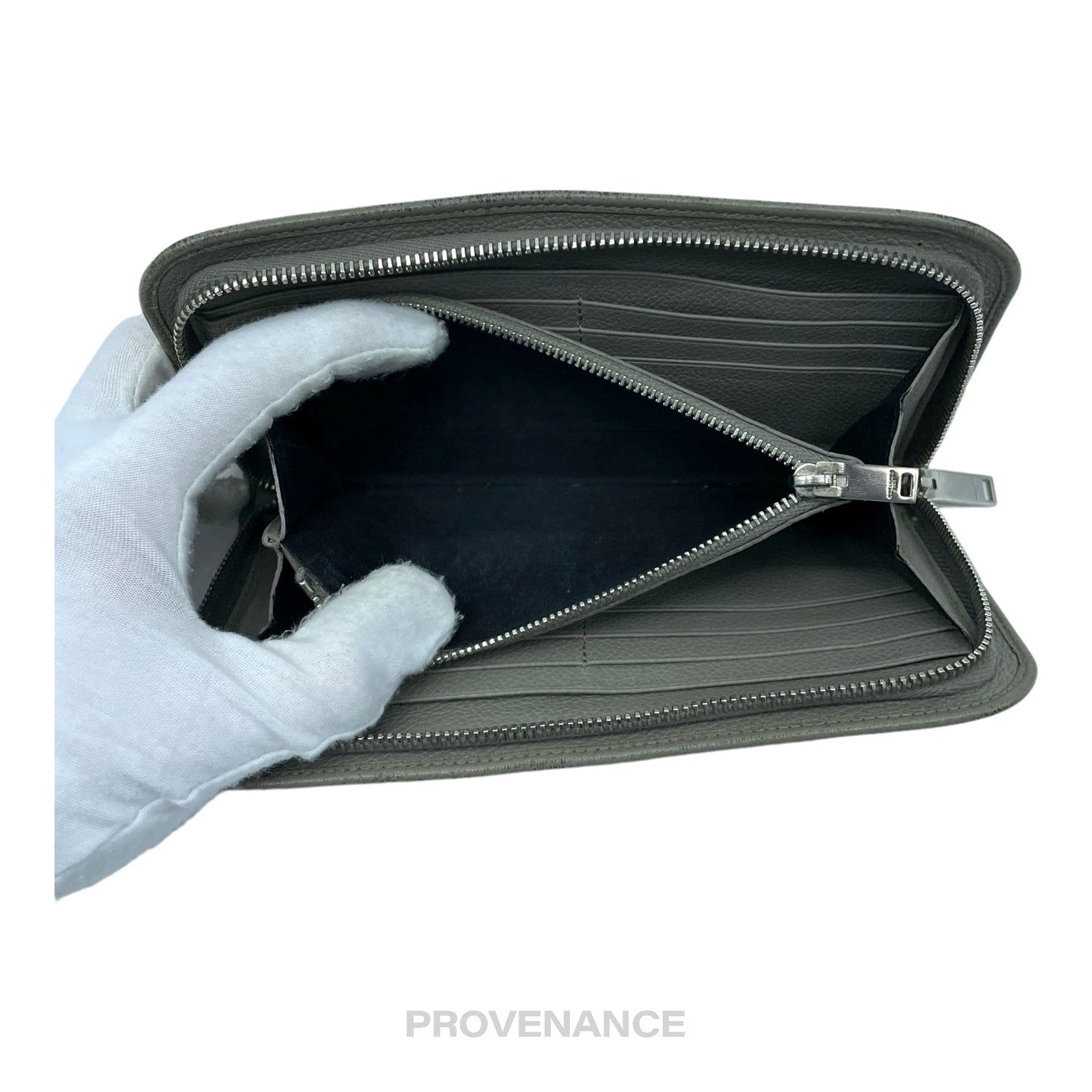 🔴 Saint Laurent Paris SLP Zip Long Wallet - Grey Leather