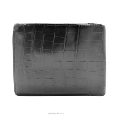 🔴 Hermes MC2 Bifold Wallet - Black Niloticus Crocodile Leather