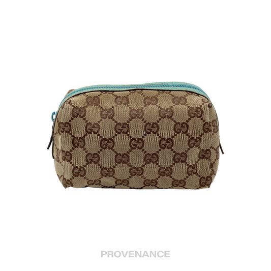 🔴 Gucci Zip Pouch - GG Canvas Turquoise