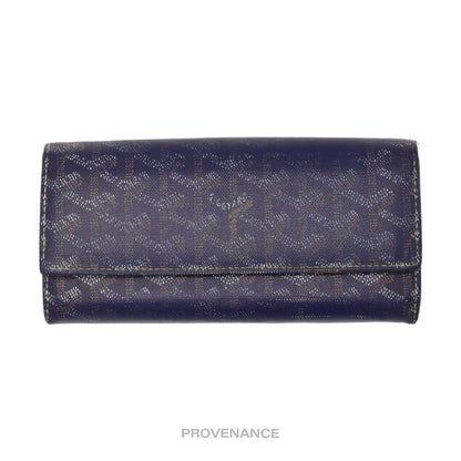 🔴 Goyard Varenne Long Wallet - Navy Blue Goyardine