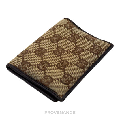 🔴 Gucci Card Wallet - GG Canvas Brown