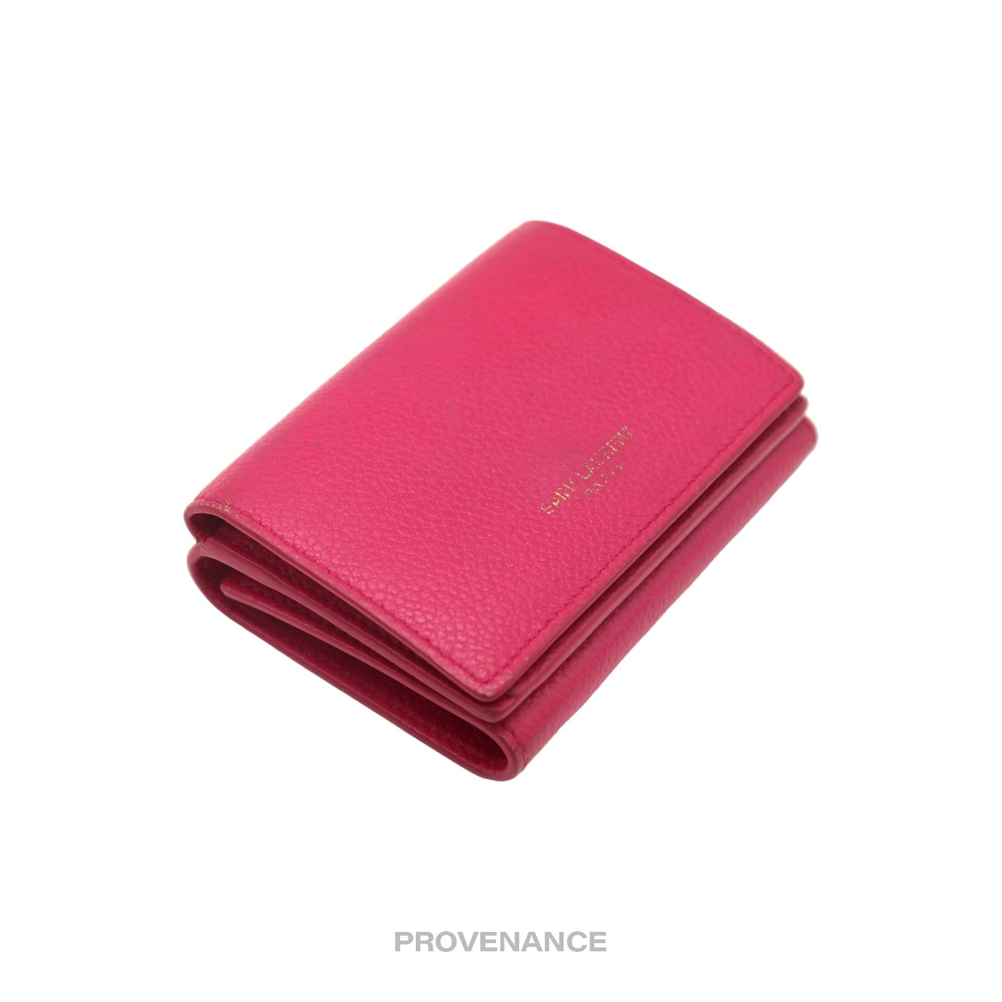 🔴 Saint Laurent Paris SLP Trifold Wallet - Pink Leather