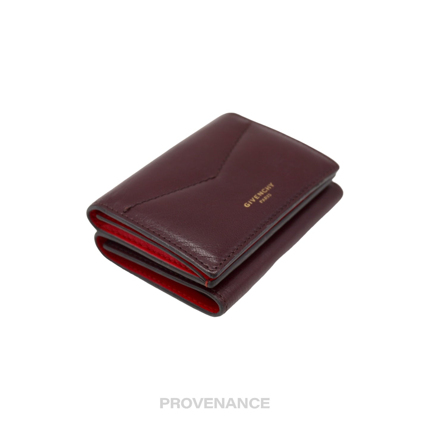 🔴 Givenchy Trifold Wallet - Burgundy Leather