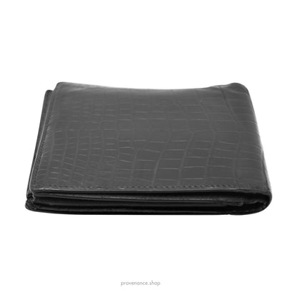 🔴 Hermes MC2 Bifold Wallet - Black Niloticus Crocodile Leather