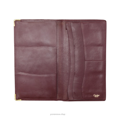 🔴 Cartier Long Wallet - Burgundy Calfskin Leather