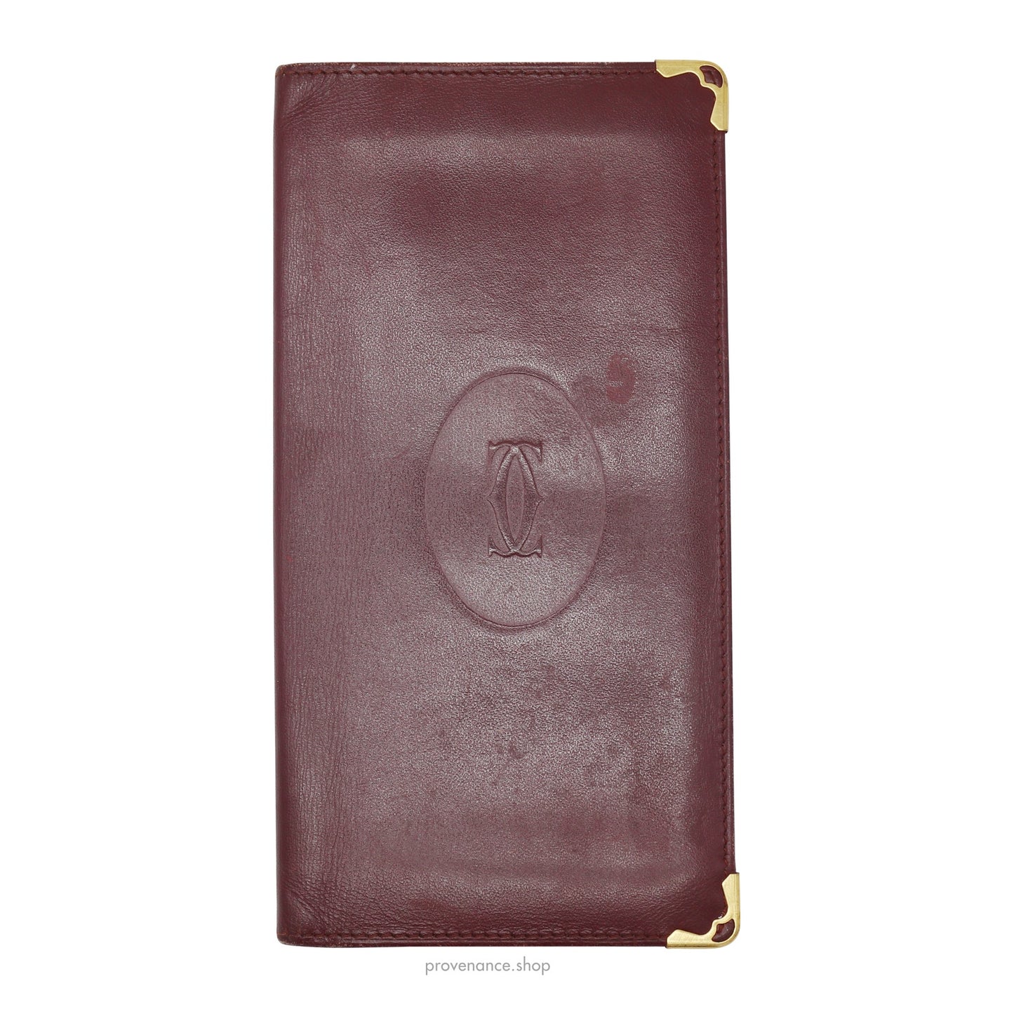 🔴 Cartier Long Wallet - Burgundy Calfskin Leather