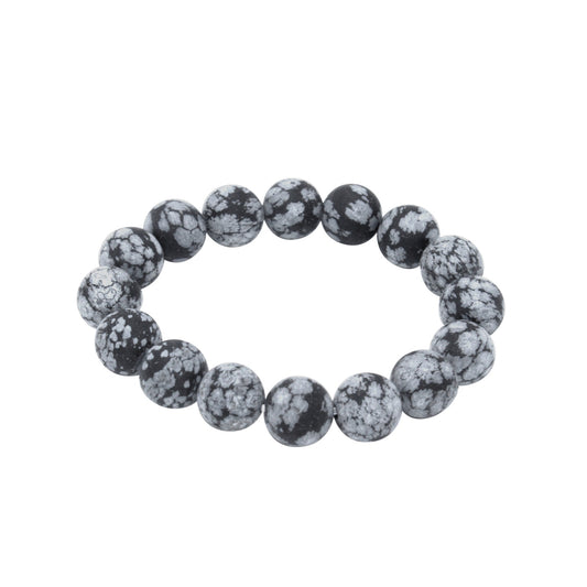 🔴 Bracelet - Matte Snowflake Obsidian 12mm.