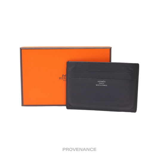 🔴 Hermès Citizen Twill Card Holder Wallet - Black Swift Leather