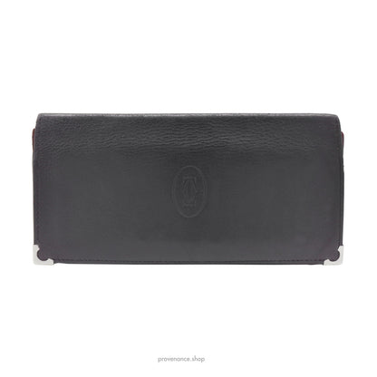 🔴 Cartier Long Wallet - Black Calfskin Leather