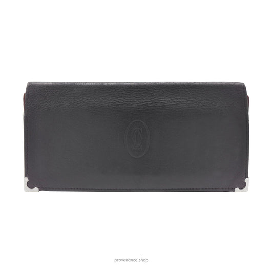 🔴 Cartier Long Wallet - Black Calfskin Leather
