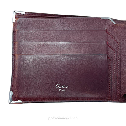 🔴 Cartier Bifold Wallet - Black & Burgundy Calfskin