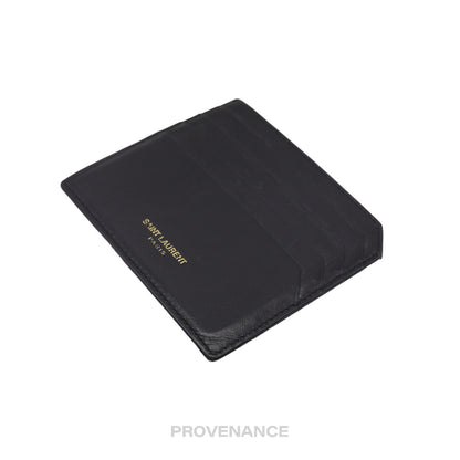 🔴 SLP Card Holder Wallet - Black Calfskin Leather