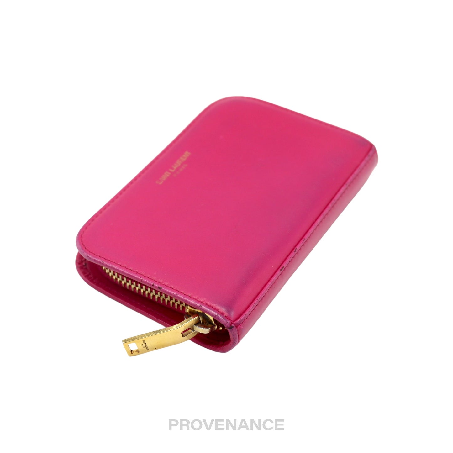 🔴 Saint Laurent Paris SLP Compact Zip Card Wallet - Pink