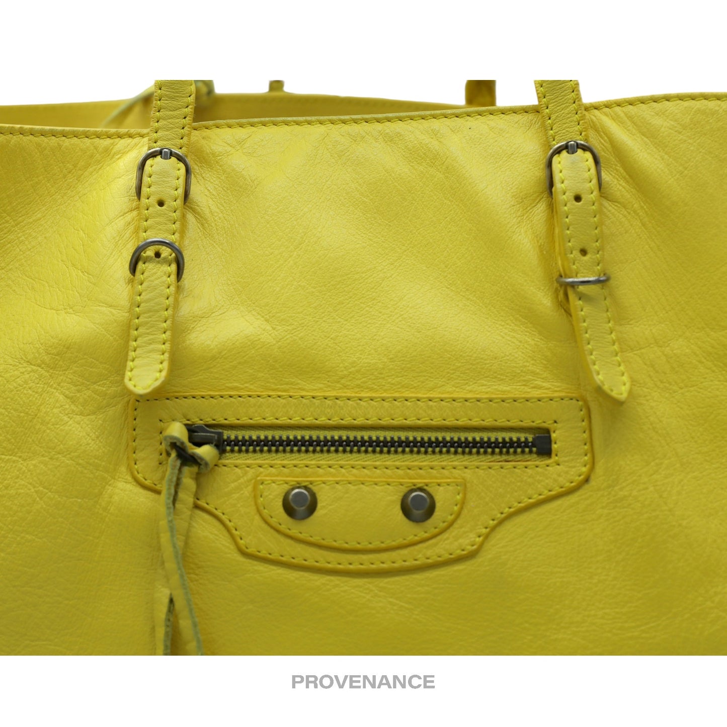 🔴 Balenciaga Papier A4 Tote Bag - Yellow Leather