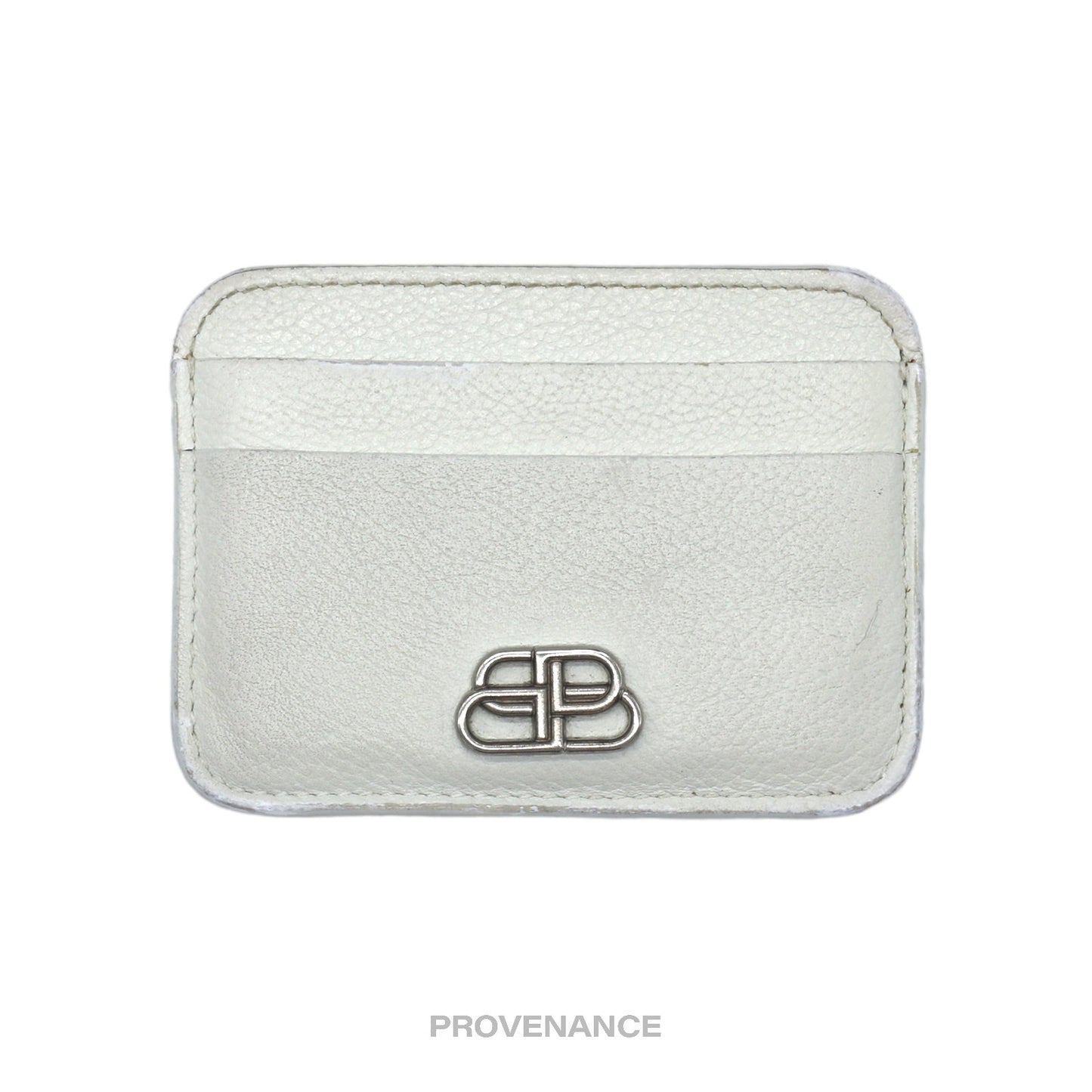 🔴 Balenciaga BB Card Holder Wallet - White Leather